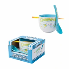 Sanrio - Cinnamoroll 20oz. Ceramic Ramen Bowl W/ Chopstick and Spoon (Lemons)